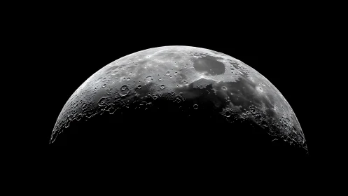 Crescent moon rising like a silver ship in deep silence.