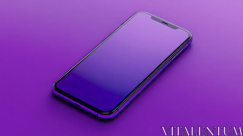 Modern smartphone positioned on purple gradient surface