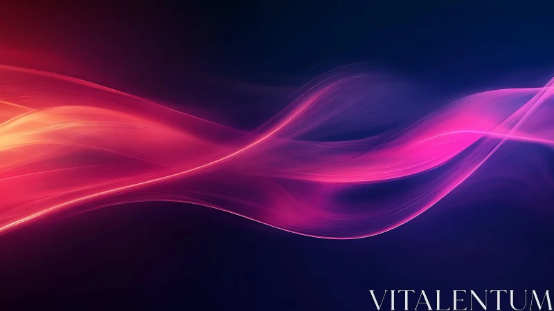 Vibrant pink and orange light waves on dark abstract background.