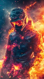 Flamewalker draped in embers and neon smoke stands unbroken.