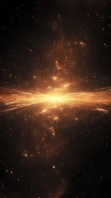 Cosmic starburst horizon over dark interstellar void.