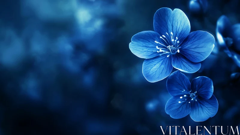 Blue flax flowers with sharp detail against blurred background