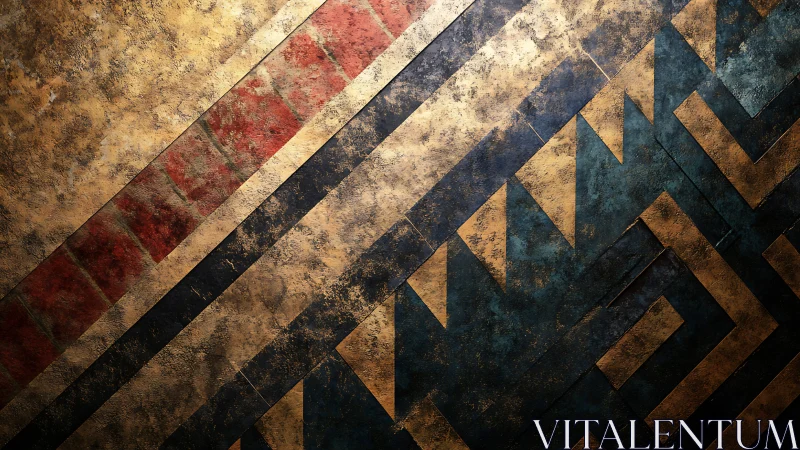 Geometric metallic wall texture with worn diagonal patterns.