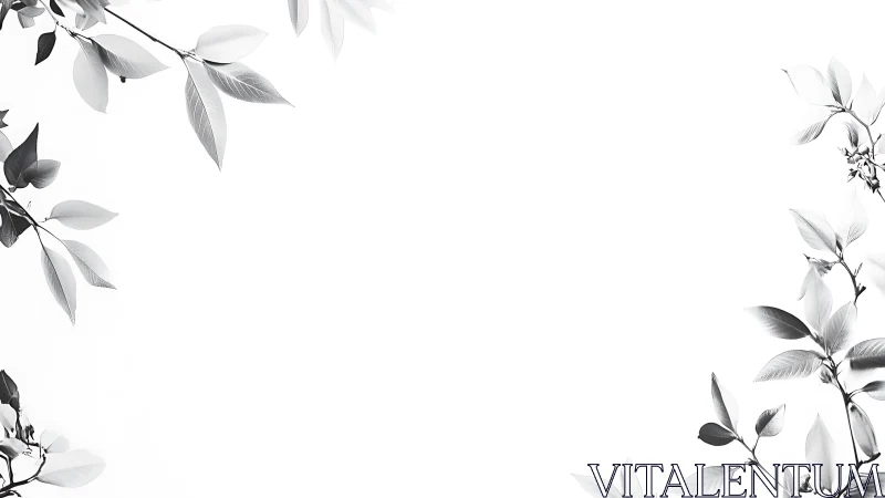 Whispers of grayscale leaves frame a quiet white sky.