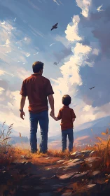 Quiet hillside walk under a wide, daydreaming sky.