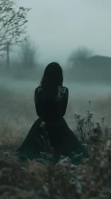 Silhouetted solitude listens quietly to the whispering fog