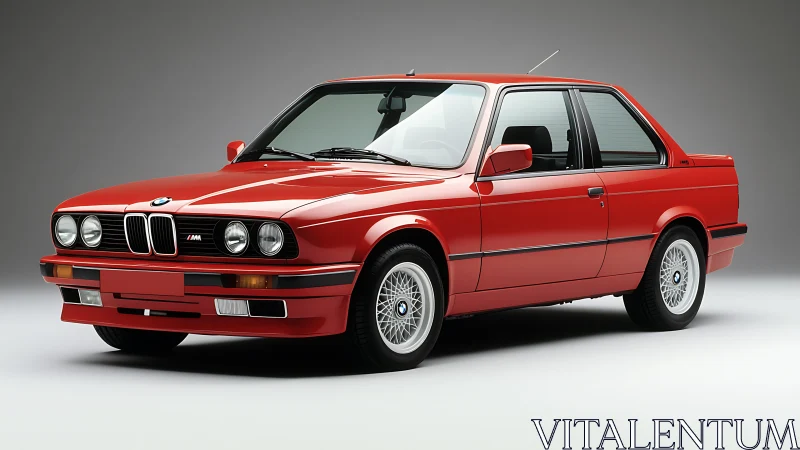 Crimson classic coupe pauses mid-prowl under studio lights