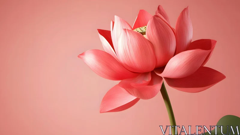 Elegant Pink Lotus Flower on Soft Gradient Background, Digital Art.