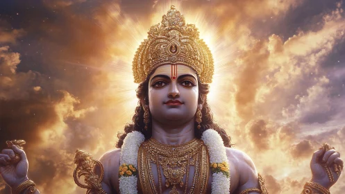 Divine celestial figure crowned in radiant golden halo.