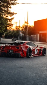 Sunset street cruise with a bold red supercar beauty.