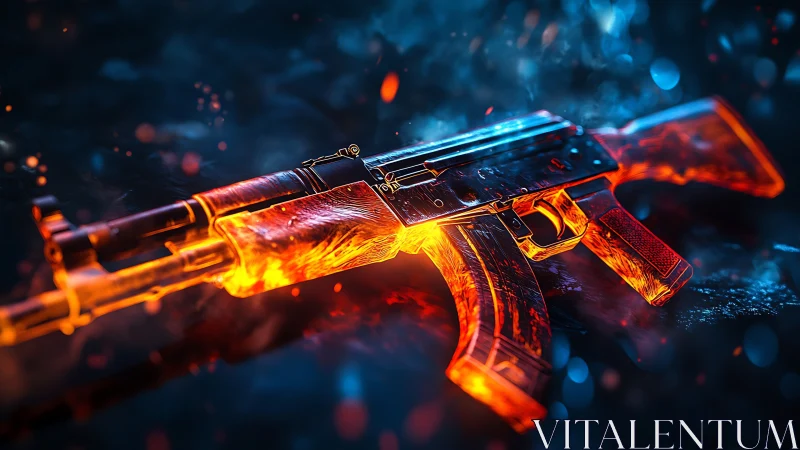 Glowing Rifle with Fiery and Icy Light Effects