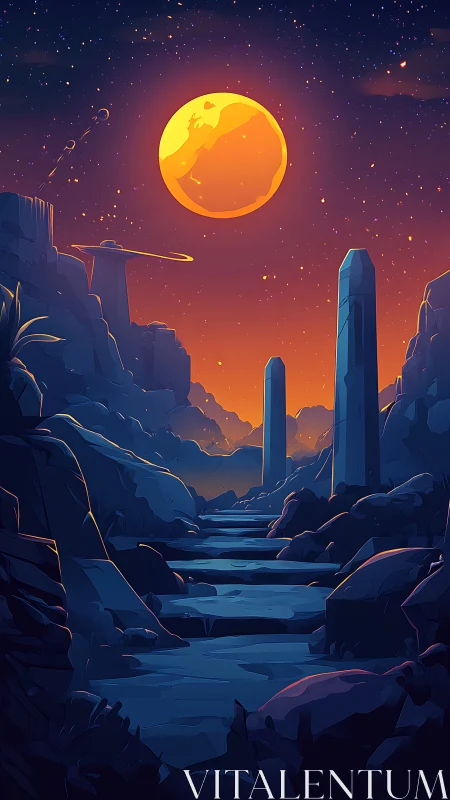 Luminous exoplanet horizon with monolithic basalt conduits.