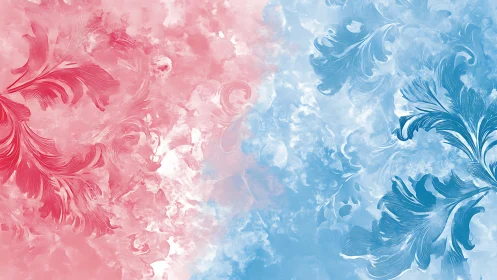 Soft pink and blue flourish art blending gentle contrasts.