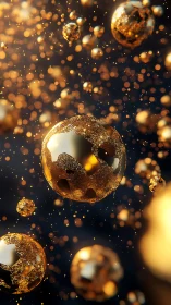 Gilded nebula orbs drifting through a midnight cosmos.