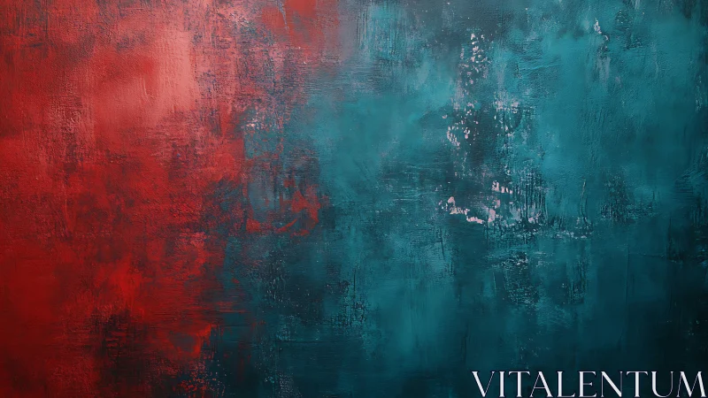 Crimson tide collides with teal dusk in abstract hush.