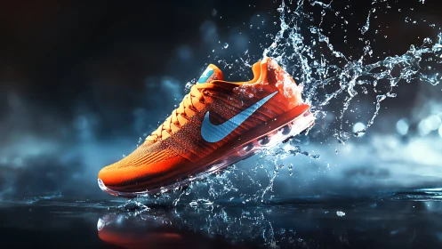 Hydrophobic performance runner impacting water with dynamic splash.