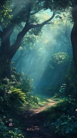 Enchanted Grove Beckons Through Luminous Woodland Passage