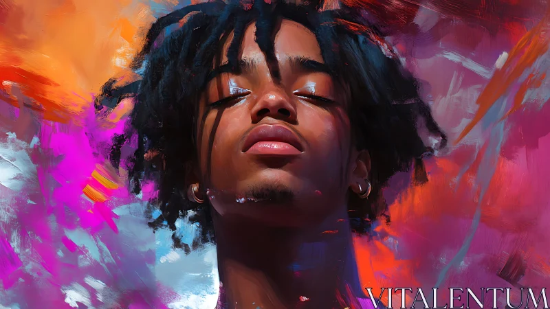 Dreamlit portrait drifts through electric sunset color storms.