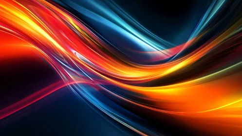 Chromatic energy ribbons curve through deep digital space