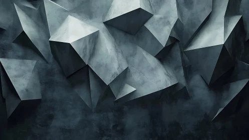 Geometric concrete relief with sharp faceted polygon forms.