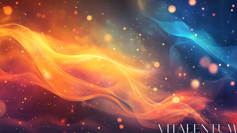 Chromatic Wave Abstraction with Warm-to-Cool Gradient Transition and Particle Effects