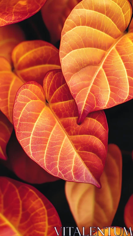 Fiery orange foliage glows with translucent vein detail.