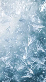 Shattered ice shards suspended in luminous frozen space.