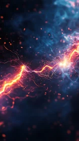 Electric plasma arc across dark smoky background.