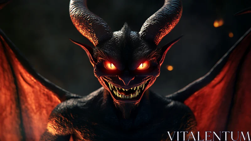 Demonic bat-winged creature rendered in dramatic 3D lighting