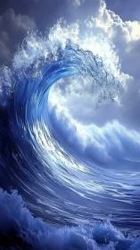 Cresting deep ocean wave rendered with high dynamic lighting detail