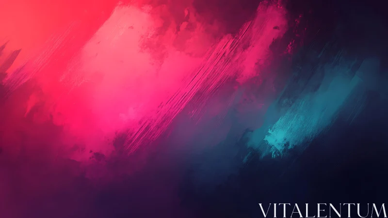 Vivid Abstract Digital Painting with Pink and Blue Brush Strokes.