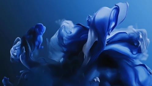 Ink blooms into underwater velvet clouds of electric blue