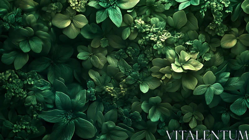 Emerald petals form a lush, layered digital floral tapestry.