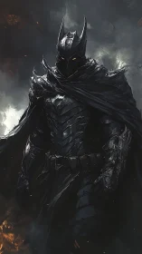 Dark armored sentinel in cinematic fantasy digital painting.