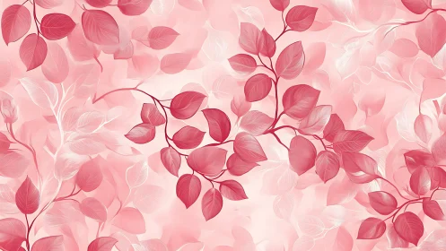 Delicate pink foliage rendered as layered digital leaf tapestry