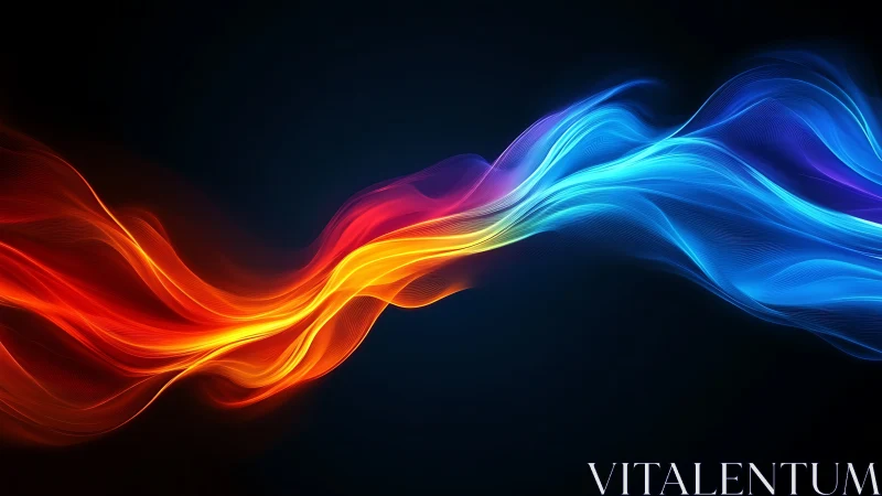 Light waves traverse dark background with warm to cool color gradients.