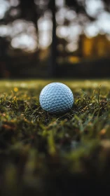 Quiet focus settles on a single golf ball at golden hour