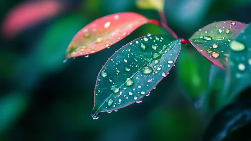 Rain-kissed jewel leaves shimmer in lush emerald twilight.