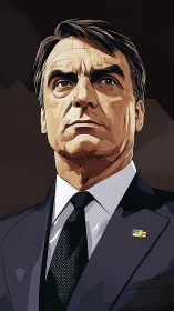 Stylized illustration depicts suited male figure in profile