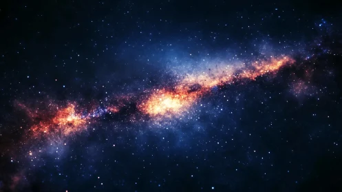 Bright galactic band with dense stars across dark space.