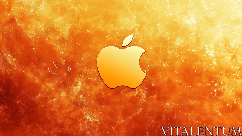 Apple Logo Against Amber Textured Background