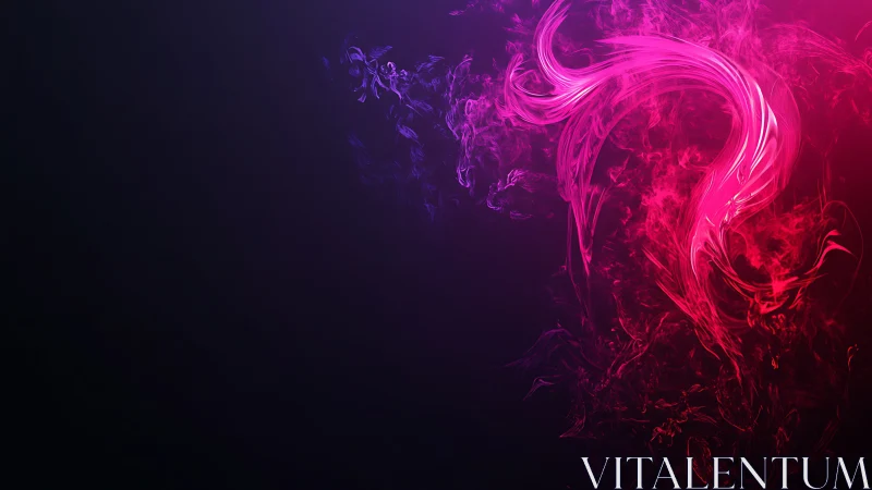 Flaming pink energy swirl arcs through dark neon void.
