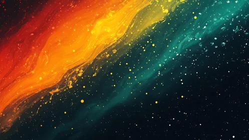 Bicolor nebula flow with orange plasma arc over teal void