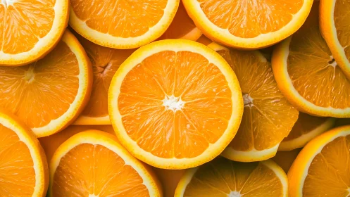 Sunny slices of fresh orange cheerfully layered together.
