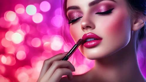 High-gloss beauty portrait shows vivid bokeh and precision makeup