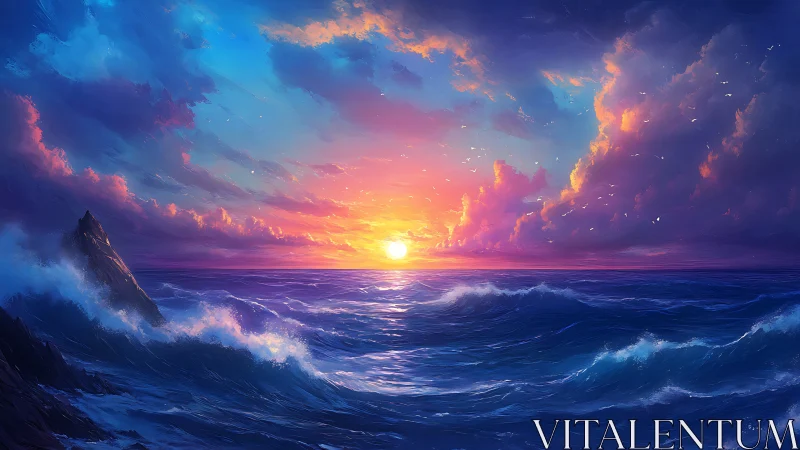 Sunset tides under a sky painted with restless color.