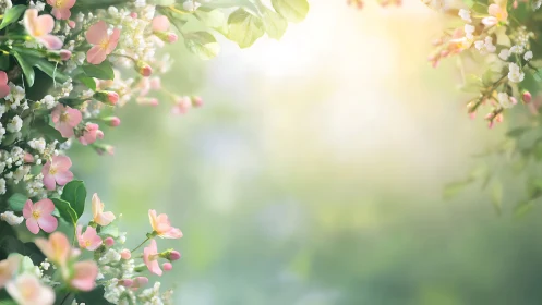 Pink Blossoms Frame a Dreamy Garden Paradise