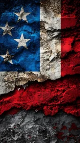 Textured red, white and blue flag design suggests bold strength