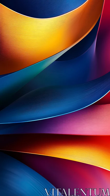 Layered abstract ribbons in multicolor gradient composition.