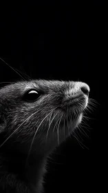 Rodent profile captured in high contrast side lighting